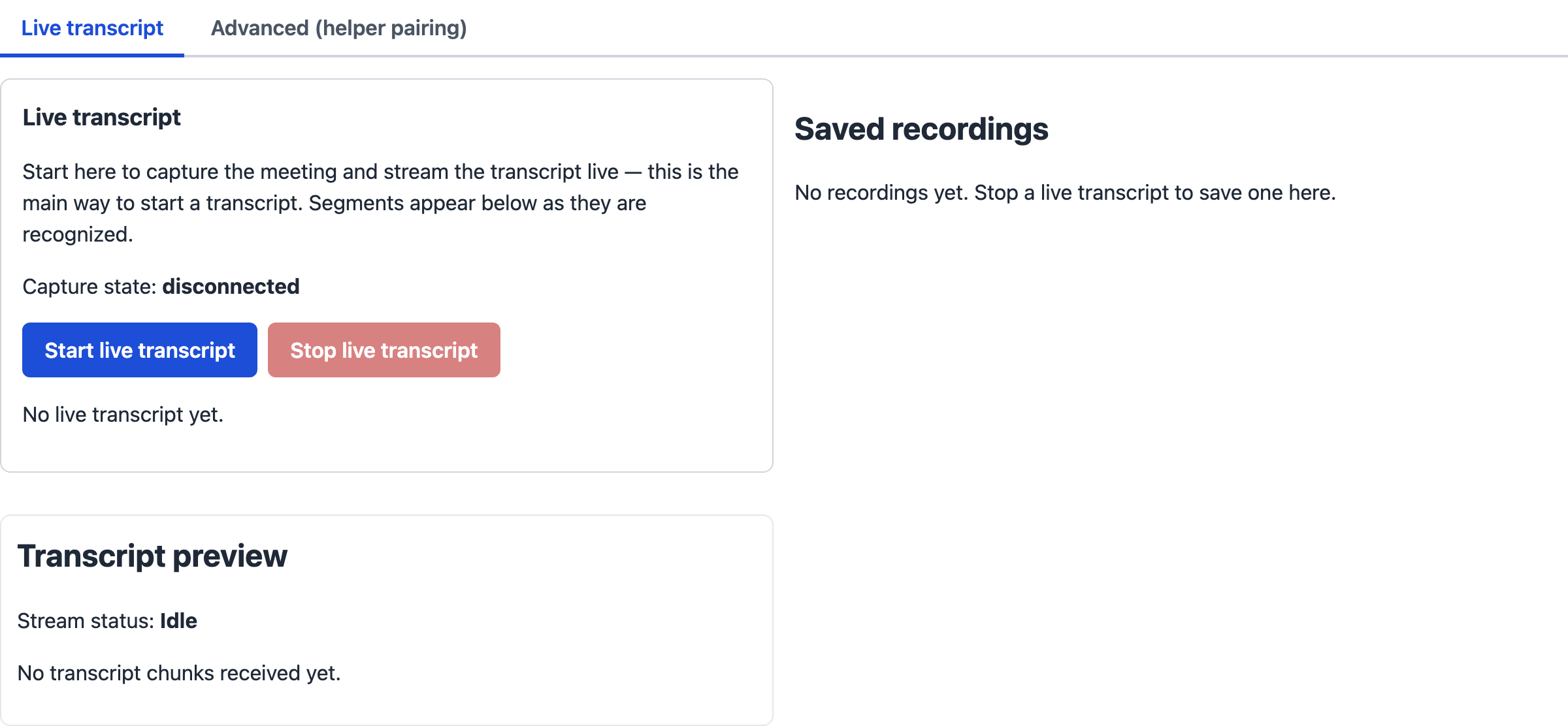 The reusable transcript control preview